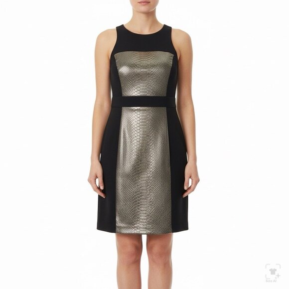 Bailey 44 Womens Black & Gold Faux Snakeskin Bodycon Sleeveless Mini Dress Size - Picture 10 of 10